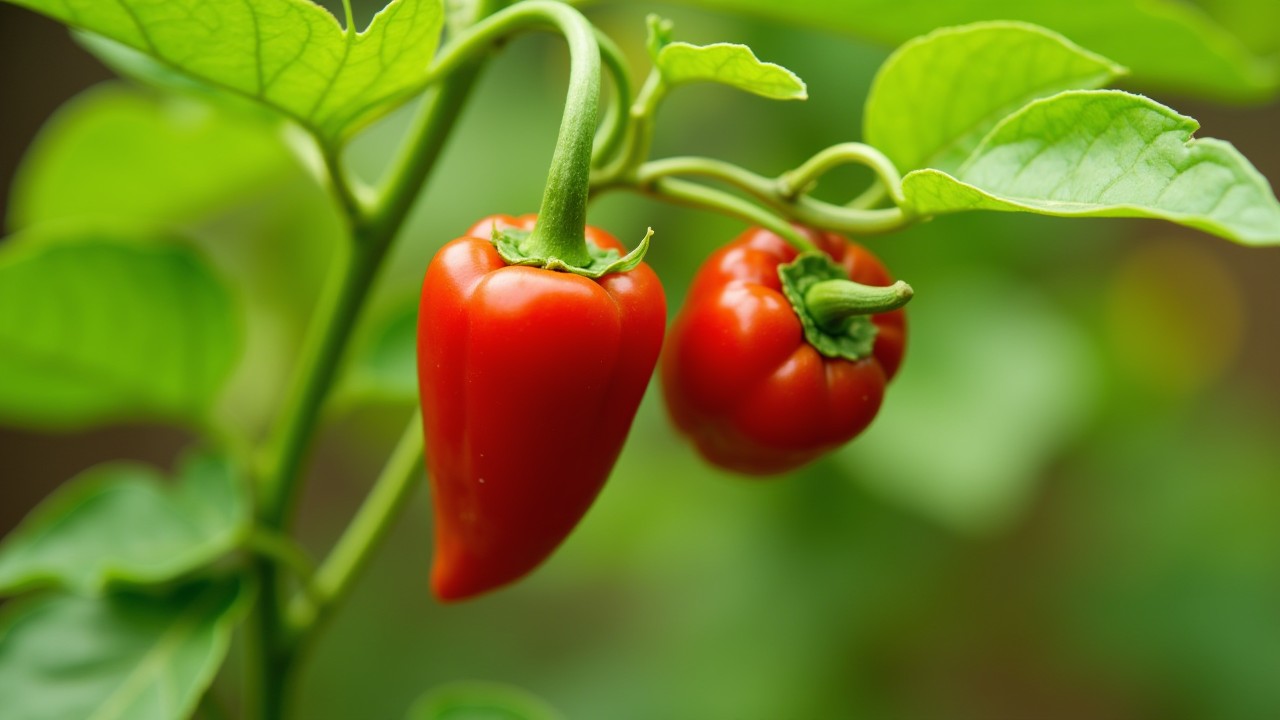 Peppers growing in a backyard, in a realistic way