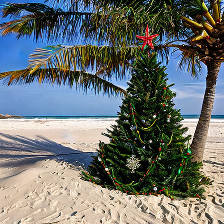 christmas tree on a beach