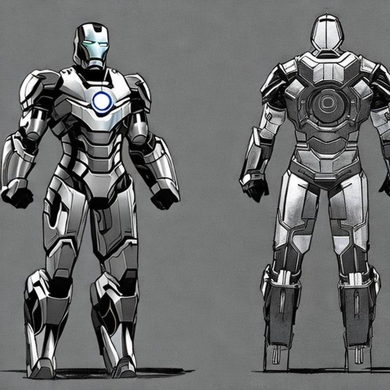 Iron Man Giant Armor, pencil sketch, concept art